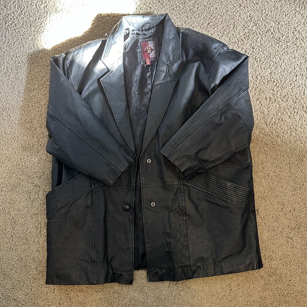 Vintage Guess Leather Jacket - Oversized